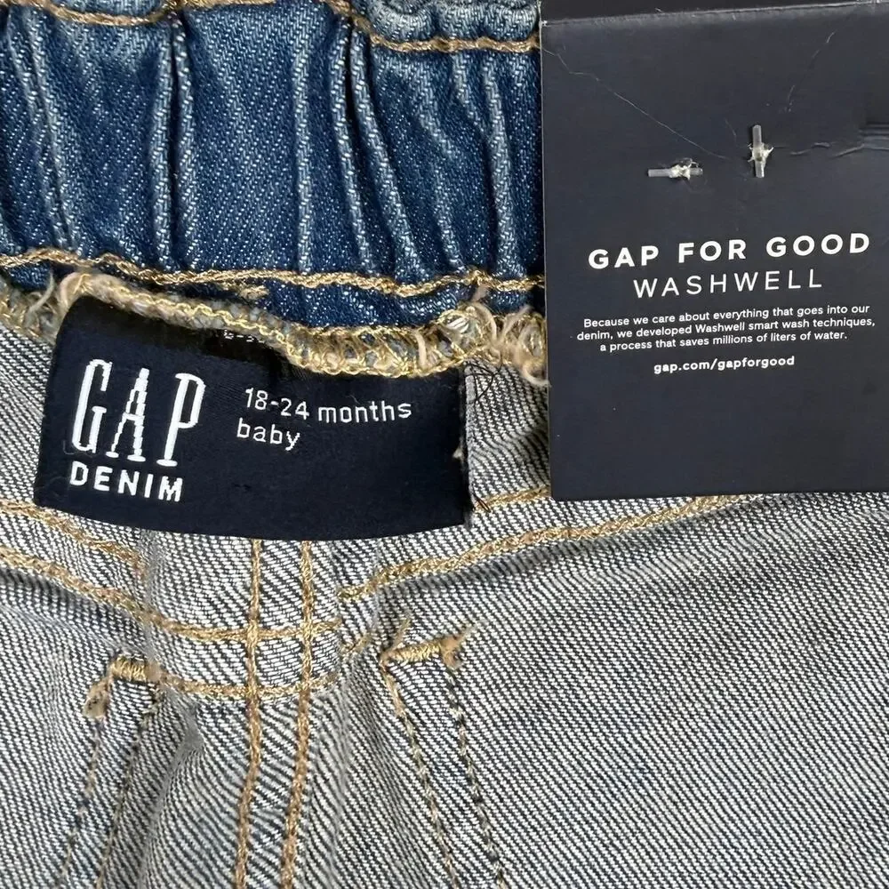 Gap Denim Mini Skirt Medium Blue Wash Elastic Waist  Baby 18–24 Months